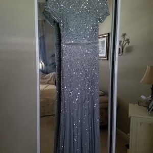 Adrianna Papell cap sleeve beaded gown bridesmaid